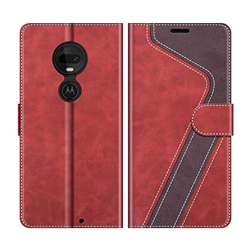 MOBESV Coque pour Motorola Moto G7, Housse en Cuir Motorola Moto G7 Plus, Étui Téléphone Motorola Moto G7 Magnétique Etui Housse pour Motorola Moto G7 / G7 Plus, Rouge