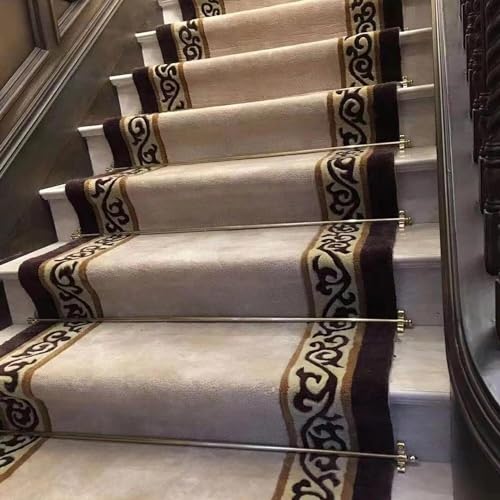 Barras deslizantes de escalera doradas decorativas para escalones con alfombras fijas 6
