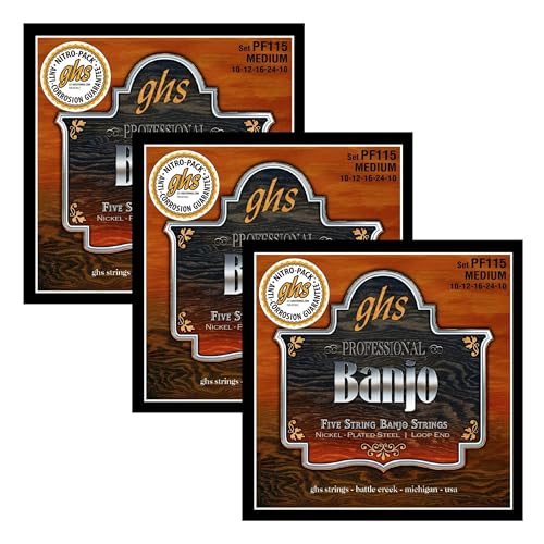 GHS Nickel-Plate 5-String Banjo Strings (Pack of 3)