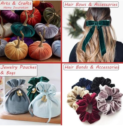 Image of Amazon Brand - Umi 2 Mtr Multi Purpose Velvet Fabric Cloth for Decoration, Trousseau Packing, Party Hall, Bouquet, Gift Packing, Decor, Pooja Room (2 Mtr, Blue), Solid