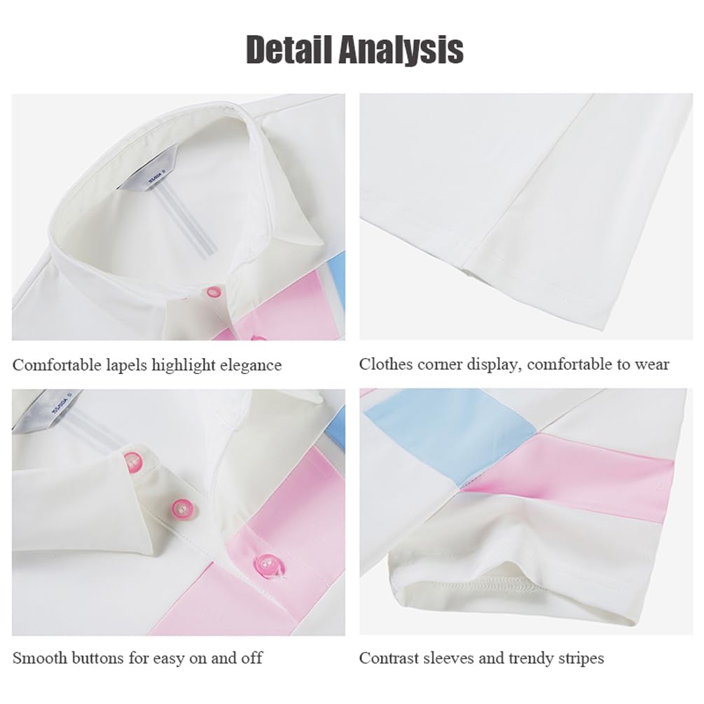 LANGWEI T-Shirt Polo da Golf da Donna Manica Corta Bavero Top Casual per Abbigliamento Sportivo Ad Asciugatura Rapida