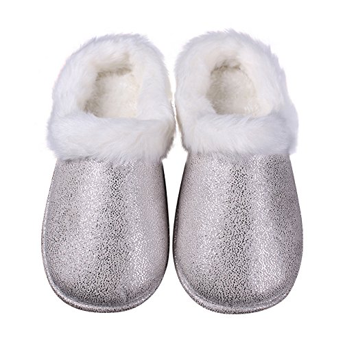 ofoot Womens Winter Warm Moccasin Suede Faux Fur House Slippers MulesThick Memory Foam Furry House Shoes Indoor Outdoor Non-Slip Rubber Bottoms4
