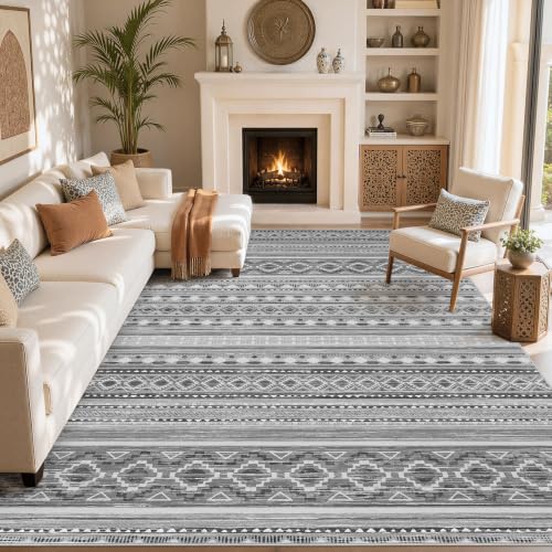 Image of cotiled Boho 9x12 Area Rug for Living Room: Large Moroccan Washable Rug