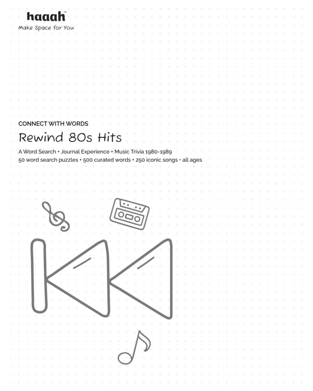 Connect with Words: Rewind 80s Hits: 50 Word Search Puzzles + 500 Words + 250 Iconic Songs | Music Trivia | 1980-1989 | All Ages