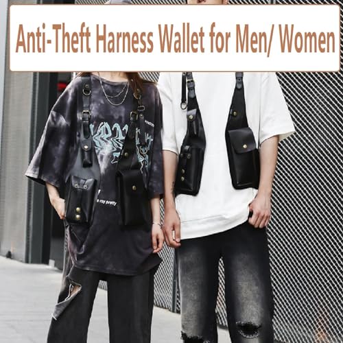 Anti-Theft Bag with Shoulder Harness, Retro Leather Adjustable Underarm Double Shoulder Bag for Men Hidden Anti-Theft Wallet4