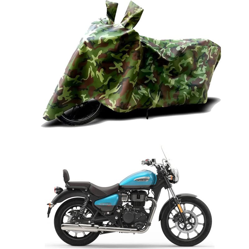 Image of 100% Water Resistant Bike Scooty Two Wheeler Body Cover Compatible for Royal Enfie Meteor 350 Supernova /UV-Rays /Heat Protection /Birds Dropping /Scratchproof /Dust Proof /Waterproof[Green MJ]