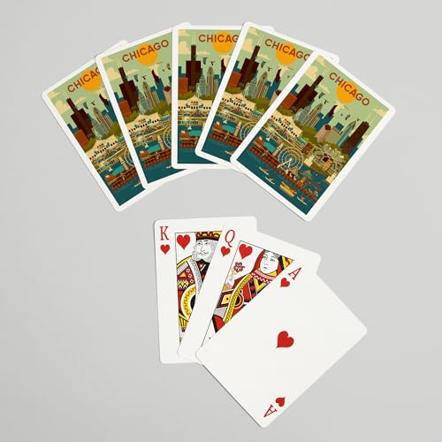 Baraja de poker Chicago Illinois geométrica 52 cartas miniatura 7