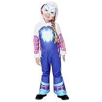 Rubies Ghost Spider Glow in Dark Preschool Costume per ragazze, Jumpsuit, copristivali e maschera, Ufficiale Marvel per carnevale, Natale, compleanno, feste e Halloween.