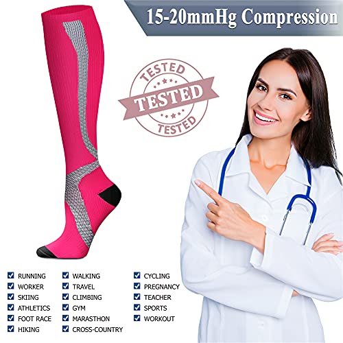 Image of QUXIANG Copper Compression Socks for Women & Men Circulation (8 Pairs) - Best for Running Athletic Cycling - 15-20 mmHg