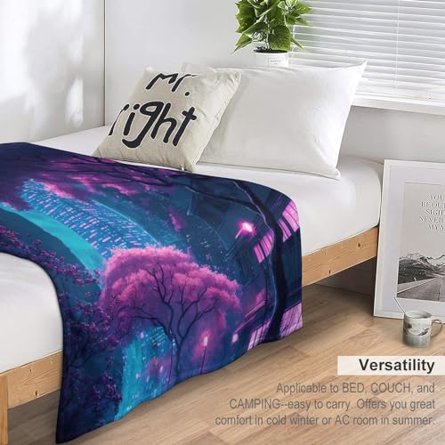 Couvre-lit motif fleurs de cerisier japonais impression 3D luxe