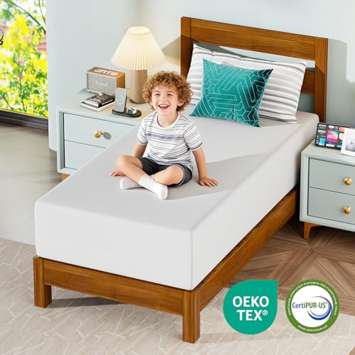 Image of FDW 14 Inch Twin Mattress, Medium Firm Base Foam, Breathable & Comfortable with Removable Washable Zipper Cover, Bed in a Box, CertiPUR-US Certified, White