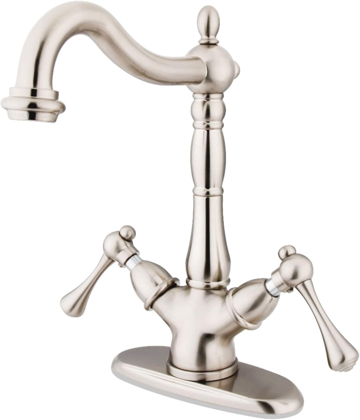 Kingston Brass KS1498BL Heritage Vessel Sink Faucet with 4-Inch Plate, Brushed Nickel