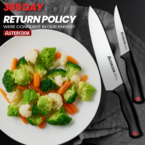 Astercook Knife Set With Built-In Sharpener Block, Dishwasher Safe Kitchen Knife Set With Block, 14 Pcs High Carbon Stainless Steel Block Knife Set With Self Sharpening And 6 Steak Knives, Black #TOP5