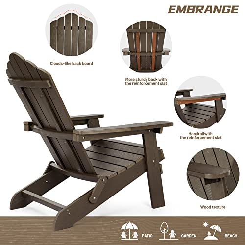 Embrange Folding Adirondack Chairs Weather Resistant, Plastic Adirondack Chairs For Outside. Patio Chair Lawn Chair Outdoor Folding Chairs For Patio Deck Garden, Backyard Deck, Fire Pit (Coffee) #TOP2