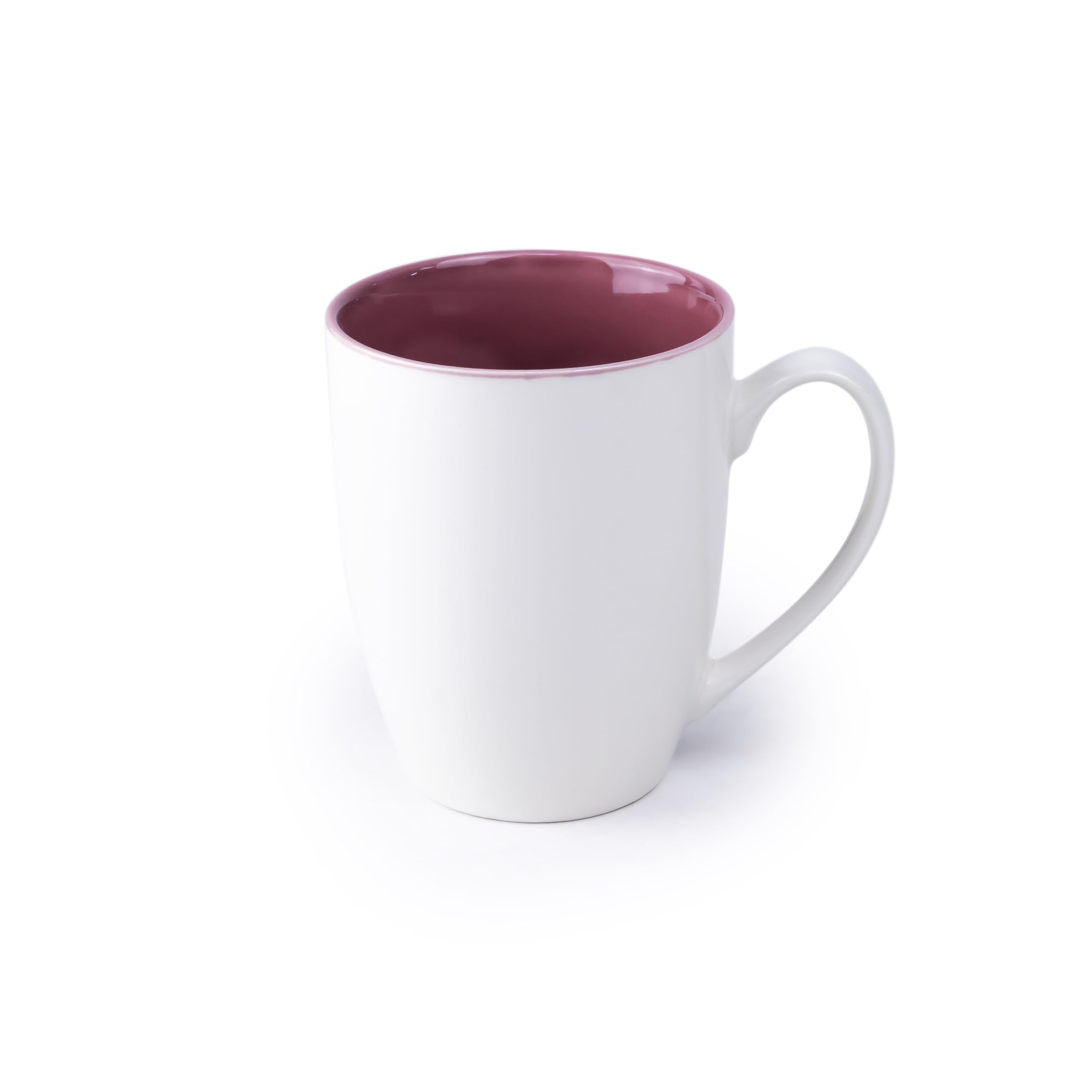 Bone China Shallow 380ml Porcelain Ceramic Cup Tea Coffee Mug- White & Vin Rouge pink