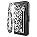 caseen Leopard Print iPhone 6 Plus / 6S Plus Wallet Case (Black/White) w/ Coin Zip Purse - Ferina Series