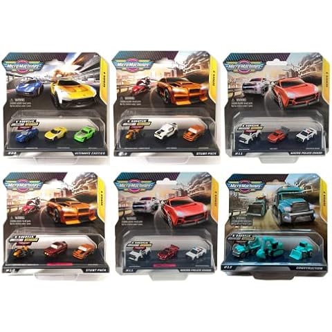 Micro Machines Series 3 Mega Bundle All 6 - Ultimate Exotics #9, Stunt Pack #10, Treasure #10, Police Chase #11, Treasure #11 & Construction #12 - 18 Car Bundle Cover