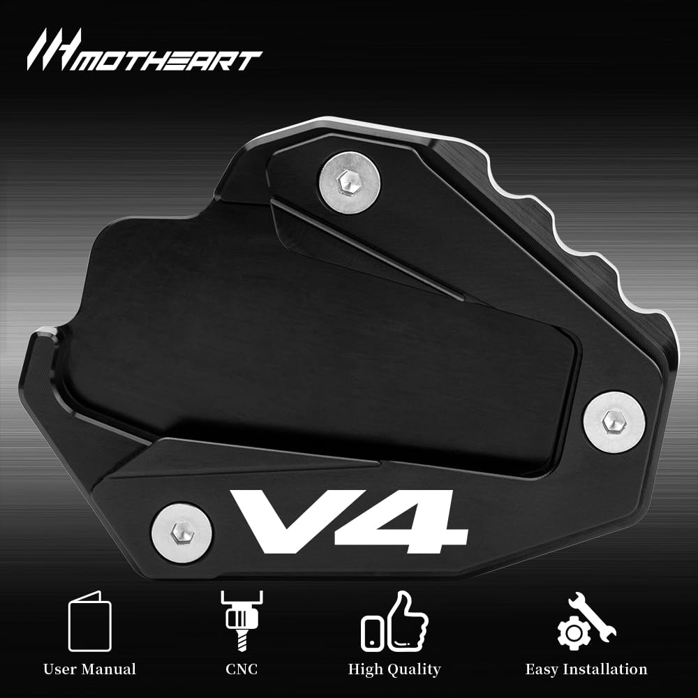 Cavalletto laterale moto Pad per Multistrada V4 2020-2025 Multistrada V4S 2020-2025 Multistrada V4 Rally 2022-2024 parti moto rinforzo supporto accessori (nero)