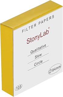 stonylab Qualitative Filter Paper, 100 Packs Slow Flow Rate Cellulose Filter Paper Circles with 10 Micron Particle Retention, 94 mm Diameter