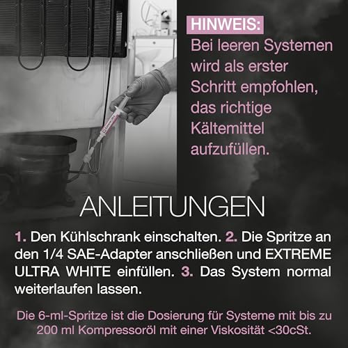 Errecom Extreme Ultra White - 6 ml, Leckstopper für Kühlschränke mit hermetischem Kompressor und mit R600 – R290 – R134a (Adapter nicht enthalten)
