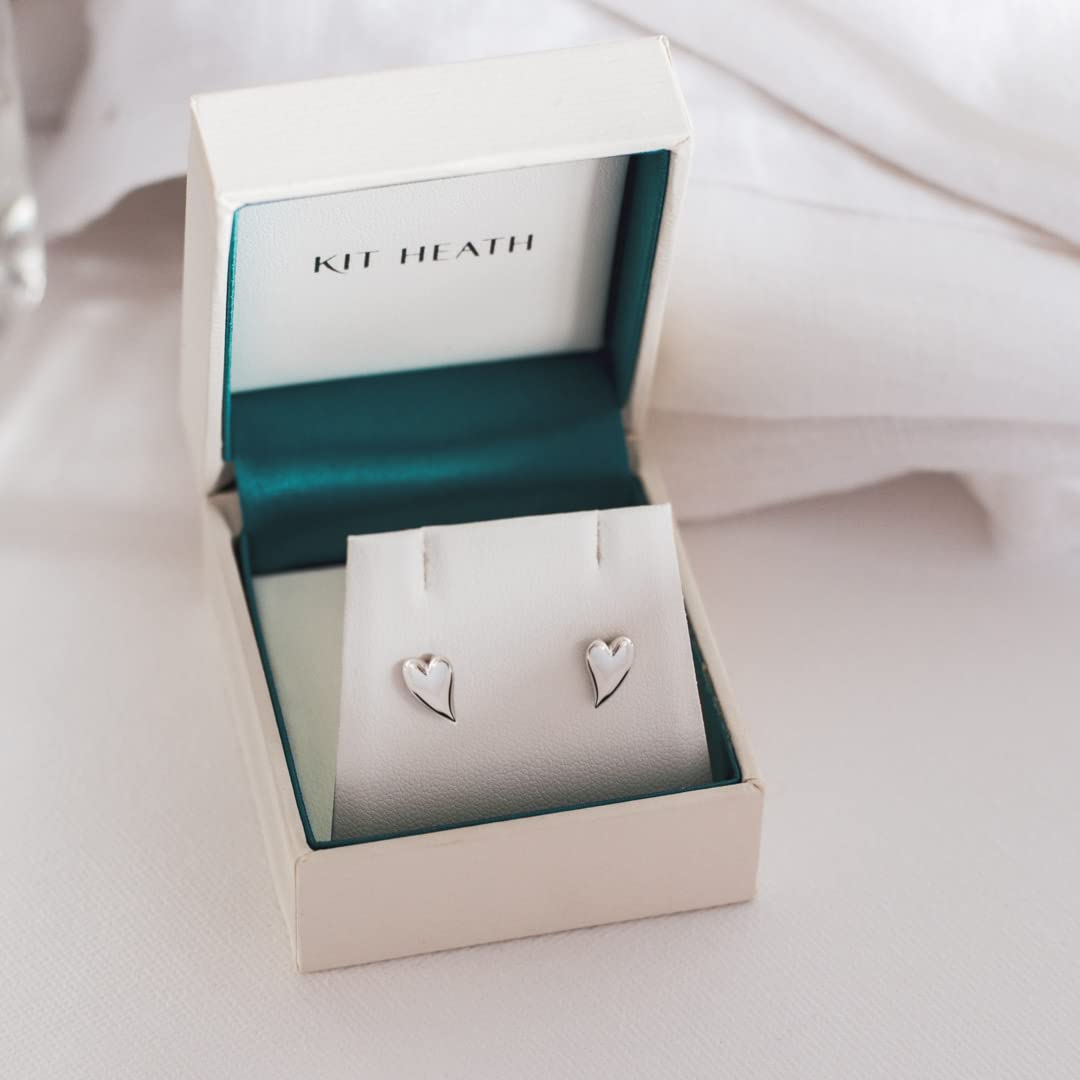 Kit Heath Desire Kiss - Orecchini a perno a forma di cuore, in argento Sterling, design delicato e senza tempo, perfetti da indossare tutti i giorni, regalo per lei