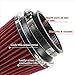 Clamp-On Cold Air Intake Filter, High Performance, Washable Filter, Replacement Air Filter, Flange Diameter 3inch/76mm Red