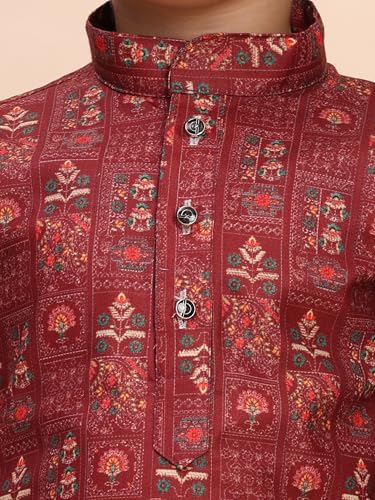 Image of Pro-Ethic Style Developer Boys Heavy Cotton Printed Kurta and Pajama Set for Kid's Ethnic Wear (S-280)