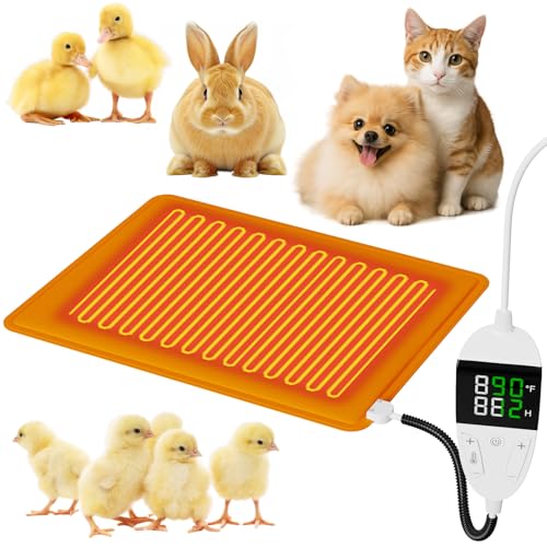 Chicken Heated Pads, Pet Heating Pad, Small Animal Indoor Outdoor Heating Pad, Waterproof, Warming Nesting Pad for Cat Dog Rabbit Chick Brooder Chicken Coop, Heating Plate for Pets (12\" x 16\" Orange)