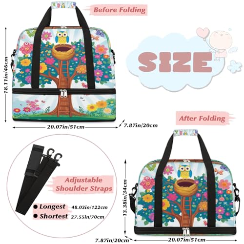 Bolsa de viaje plegable y resistente de 47L con compartimento para ropa húmeda 2