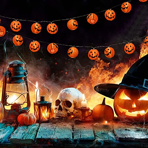 Halloween Pumpkin String Lights, 8.5Ft Jack O Lanterns String Lights With 10 Orange Pumpkin Light Blubs, Outdoor Hanging Holiday String Lights For Indoor/Outdoor Halloween Party Decor, Black Wire #TOP3