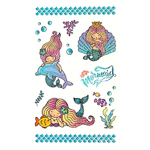 Toyseum 30 x Mermaid Glitter Tattoo Sheets for Kids Premium Temporary Glitter Tattoos, Pack of 30 Sheets (432 Tattoos Total) - Image 3