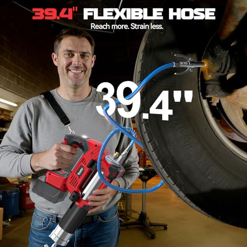 Image of Ecarke Cordless Grease Gun Compatible with Milwaukee 18V Battery (Tool Only), 3‑Speed Adjustable Flow, 12,000 PSI Max, 39 inch Hose, Works with Bulk & Cartridge Grease, for Farm /Truck /Construction