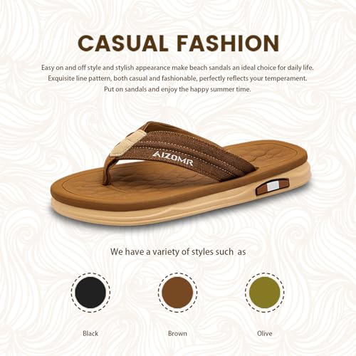 Image of Mens Sandals Arch Support Comfortable Beach Slides with Adjustable Buckle Straps Slippers for Men