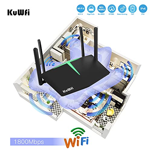 Kuwfi Wifi 6 Gaming Router Smart Dual Band Wifi 802.11Ax Wireless Internet Bitcoin Routers With 4 Gigabit Ports Support Beamforming Ofdma Mu-Mimo For Home Office #TOP7