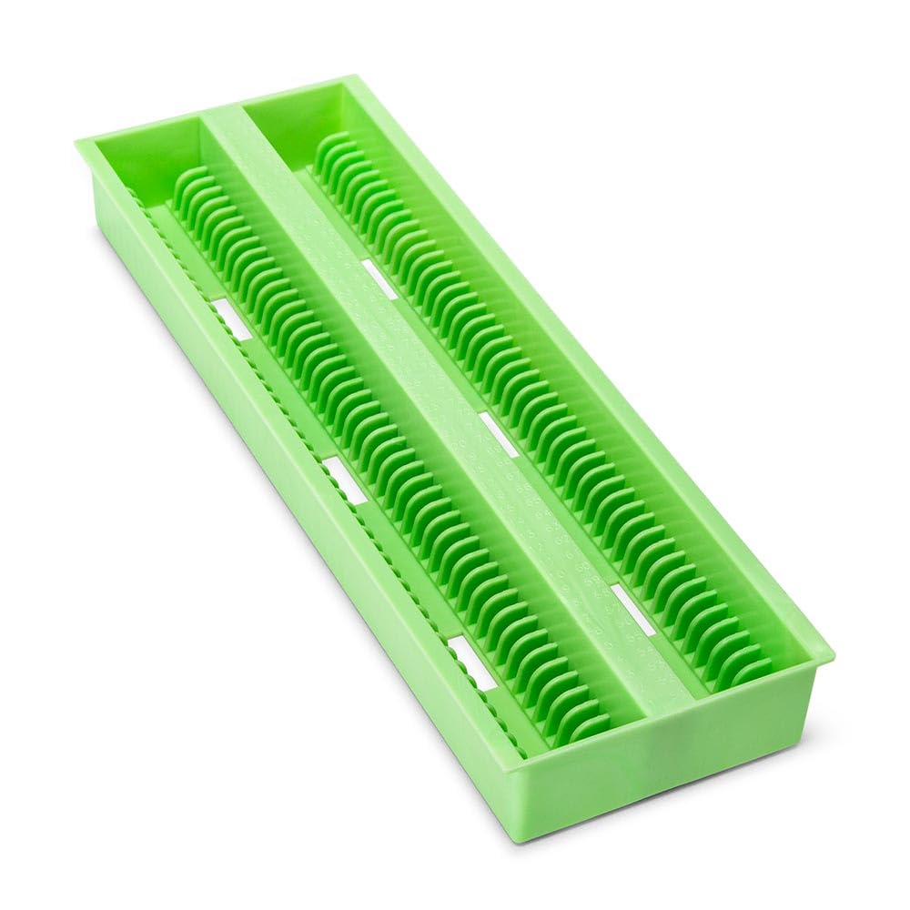 Globe Scientific 513252G ABS Slide Draining Tray, 100-Place for up to 200 Slides, Green, 78mm Width, 25mm Height