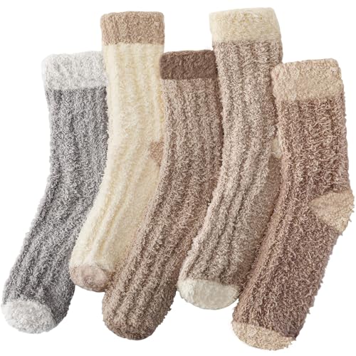 Image of Pleneal Fuzzy Socks for Women - Womens Fluffy Socks, Warm Cozy Winter Slipper Sock for Women Sleep Christmas Home socks