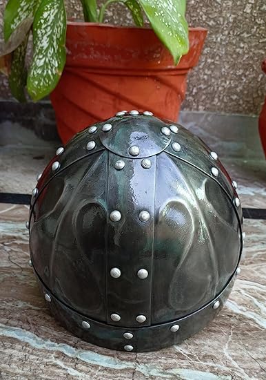Casco vichingo medievale norreno, articolo regalo cosplay, calibro 18, in acciaio dolce con finitura nera anticata