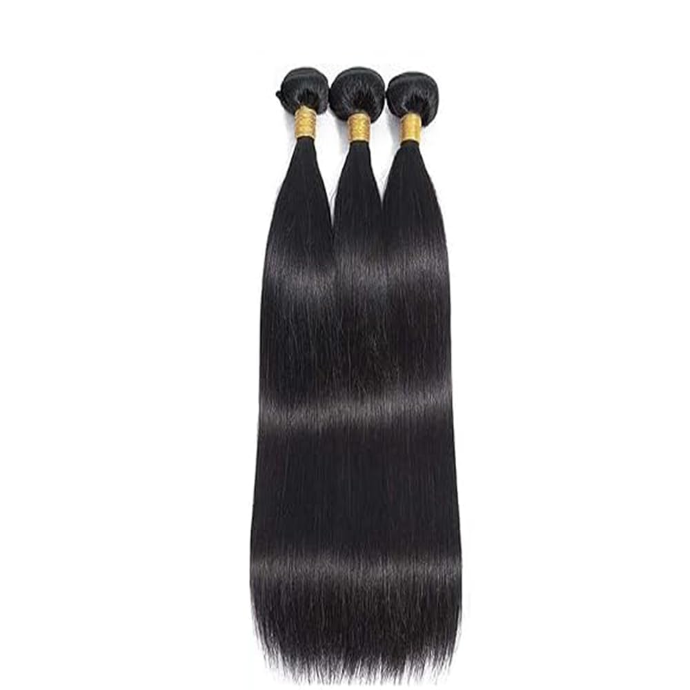Straight Bundles Human Hair Menschliches Haar Human Hair Extensions Echthaar Tressen Natural Black 50g/PC 150G Double Weft for Women 3 Bündel 22 24 26 Zoll