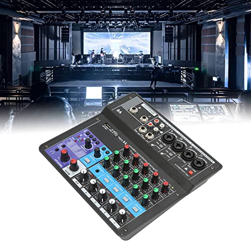 Mixer de áudio, 48V Phantom Power Console de Som Portátil 24 Efeitos DSP Ajuste de Som para Transmis