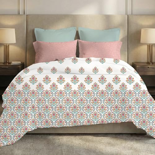 Image of MYTRIDENT Soft Comfort Bedsheet for Double Bed, 100% Cotton Bedsheet, Soft and Breathable, King Size Bedsheet with 2 Pillow Covers - Cascade