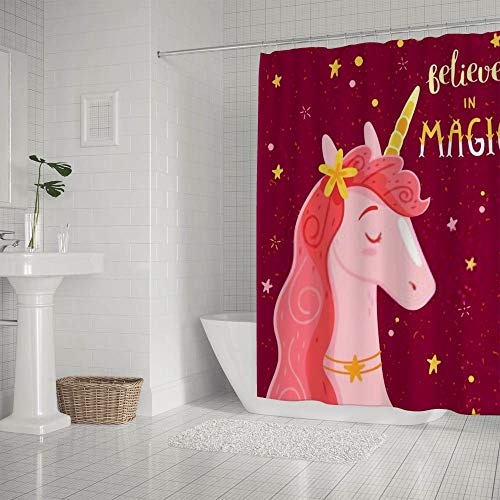 Rideau de douche licorne tissu polyester imperméable 180x180 - 3