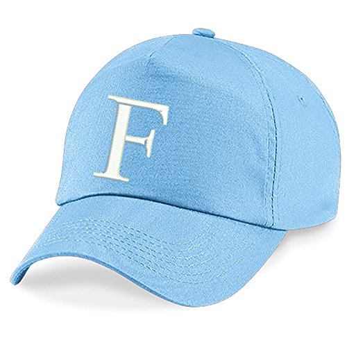 4sold Unisex Bindemütze Babymütze Jungen Mädchen Mütze Baseball Cap Blau Hut Kinder Kappe Alphabet A-Z (F)