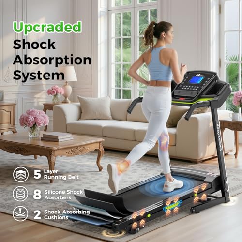 Image of Lastforever 3.5HP Folding Treadmill for Home, 350 lbs Capacity, Portable Treadmills with 3-Level 12% Manual Incline, Bluetooth Speaker, Shock Absorption, Quiet Motor