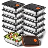 IANFAN 10 Set Stainless Steel Food Containers with Lids, Metal Leak-Proof Food Storage Containers Reusable Stackable Meal Prep Container for Lunch Picnic Travel, Dishwasher & Freezer Safe (16 oz)
