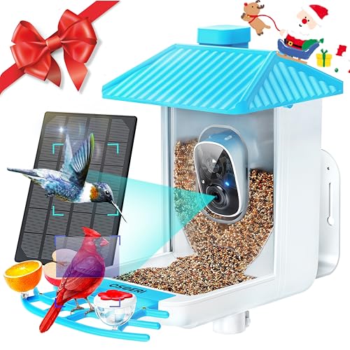 Osoeri Smart Bird Feeder with Camera, 1080P HD AI Identify Wild Bird Watching Camera, Auto Capture Bird Videos Motion Detection, DIY Addons Hummingbird Feeder, Bird Feeder Camera Gift for Bird Lover