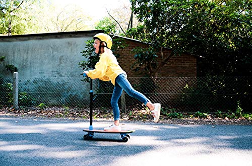 Chillafish Skatieskootie Customizable Training Skateboard and Lean-to-Steer scooter with Detachable Stability Handlebar, Multiple Deck & Tail color options, Ages 3+, Black Mix