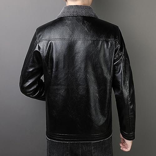 Chaqueta de cuero sintético para hombre con cuello alto miniatura 5