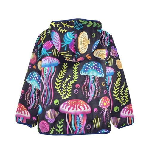 Boys Girls Fleece Jacket Colorful Jellyfish Kids Warm Hooded Outwear Coat2