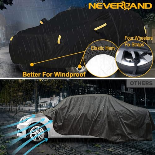 Image of SUV Car Cover All Weather Waterproof Fit for Ford Explorer,Toyota Highlander,Jeep Grand Cherokee,Dodge Durango,Honda Pilot,Hyundai Palisade,Lexus RX for Automobiles Universal Fit SUV Up to 201 inch