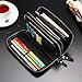Mens Clutch Bag Handbag Leather Zipper Long Wallet Business Hand Clutch Phone Holder (Stripe Black Double Zipper)